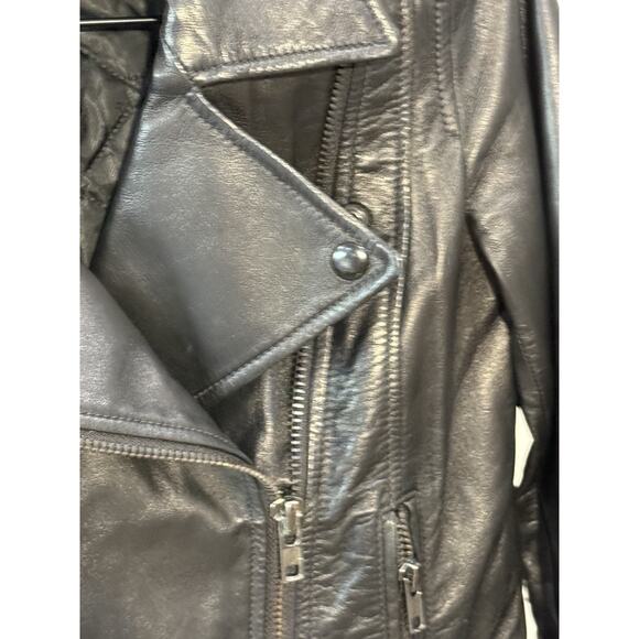FOSSIL ZIP FRONT MOTORCYCLE JACKET - BLACK LEATHER WOMEN - Picture 3 of 8